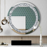 24 Inch Crushed Diamond Round Glass Wall Mirror, Bathroom Mirror, Wall Decoration Hanging Mirror, Suitable for Living Room, Bedroom, Vanity