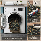 JTJ 3 Piece Kitchen Rug Set with Runner, Washable Vintage Insect, Black