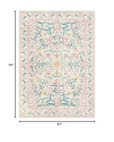 Lahome Sylvie Pink Bedroom Rug for Girls Room Decor, 5x7 Washable Cute Playroom Nursery Rug, Soft Floral Low Pile Carpet for Kids Living Dining Room Indoor, Pink/Multi