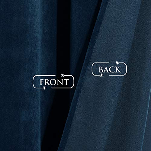 StangH Navy Blue Velvet Curtains 96 inches Long for Living Room, Luxury Blackout Sliding Door Curtains Thermal Insulated Window Drapes for Bedroom, W52 x L96 inches, 1 Panel