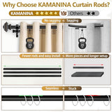 KAMANINA 1 Inch Double Curtain Rods 66 to 120 Inches (5.5-10 Feet), Telescoping Splicing Black Curtain Rod for Windows 54 to 115 Inches, Decorative Curtain Rods with Square Finials
