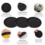 OIAHOMY 8 Pcs Coasters with Holder for Beer, Coffee, Silicone Coaster Set for Table Decor for Kitchen, Bar, Dining Room, Living Room, Housewarming Gifts - Black