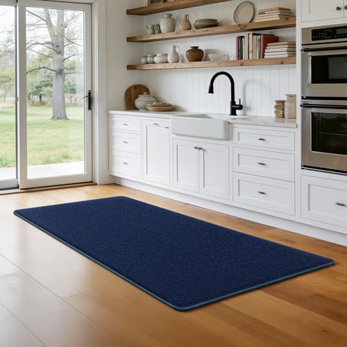 Modern Hallway Runner Rug, 2x4 Navy Blue Washable Non Slip Rug