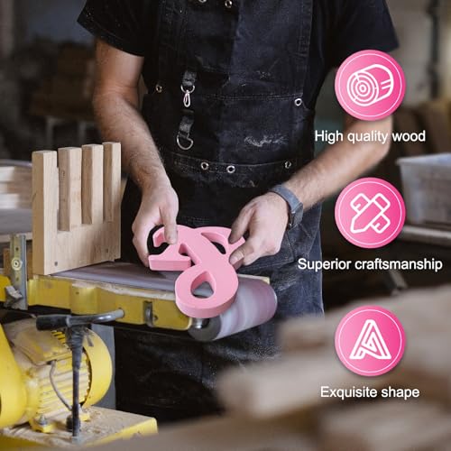 AOCEAN 8 Inch Pink Wood Letters Unfinished Wood Letters for Wall Decor Decorative Standing Letters Slices Sign Board Decoration for Craft Home Party Projects (A)