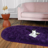 Softlife Oval Fluffy Rugs for Bedroom, 2.6 x 5.3 Feet Shag Cute Area Rug for Girls and Kids Baby Room Home Decor, Indoor Carpet for Nursery Dorm Living Room, Dark Purple