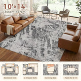 10x14 Area Rug for Living Room Washable Abstract Indoor Carpet