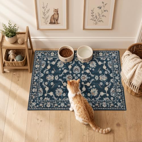 jinchan 2x3 Traditional Floral Entryway Rug, Washable Rug, Midnight Blue