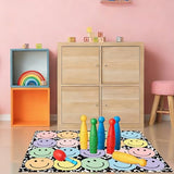 JarThenaAMCS 3.3 x 4 Ft Smile Face Area Rug Large Emotion Mat Colorful Composition Non-Slip Soft Fluffy Mental Health Floor Carpet for Back to School Living Bedroom Playroom