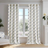 Beauoop Floral 100% Blackout Curtains 84 Inches Long 2 Panels for Bedroom Living Room Blue Brown on Beige Vintage Rose Flower Patterned Room Darkening Thermal Soundproof Grommet Window Drapes, 52X84
