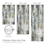 Upgrade Non Slip Kitchen Rugs Sets of 3 Washable Kitchen Mats for Floor Abstract Kitchen Runner Rug Soft Floor Mat Set Kitchen Carpet Rugs for Hallway, Laundry, Sink, Entryway, Black Grey/Gold
