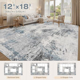 Washable 12x18 Area Rugs for Living Room: Abstract Modern Home Decor Rug