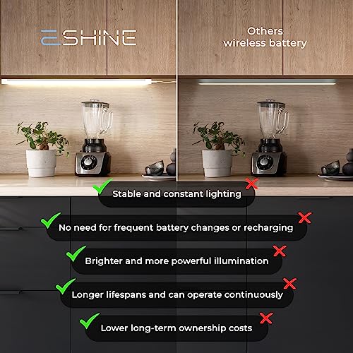 EShine 12 inch LED Dimmable Under Cabinet Lighting Strip, NO Sensor, Black, with Accessories (No Power Supply Included), Warm White (3000K)