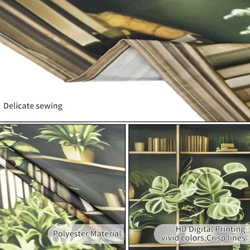 HVEST Green Plant Bookshelf Tapestry Book on Bookshelf and Plant Potted Tapestry Wall Hanging Reading Wall Art Decor for Study Room Bedroom Living Room College Dorm, 40L x 60W Inches