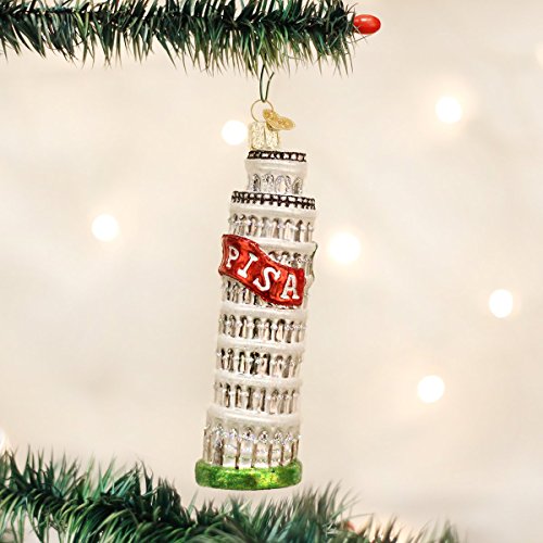 Old World Christmas Leaning Tower of Pisa Glass Blown Ornament for Christmas Tree, Handcrafted Holiday Decoration, Landmark Collection