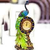Table Clock Resin Cafts Tropical Flavor Peacock Clock Home Decor Ornament