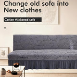 Armless Sofa Bed Cover, Elastic Folding Futon Slipcovers Fitted Full Folding Futon Slipcover with Skirt for Living Room Bedroom(Silver Gray, M)
