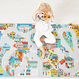 Janod - Children's Car Rug - City Theme - Soft & Non-Slip - Urban Pattern - Play Rug for Girls & Boys' Bedrooms - 120 x 78cm - Hand Washable - from 2 Years Old - J05910