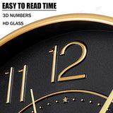 HZDHCLH Modern Wall Clocks Battery Operated,10 inch Black and Gold Clock for Wall,Silent Small Wall Clock for Living Room Bedroom Kitchen Office Nursery Decor