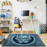 Gertmenian Marvel Black Panther Indoor Area Rug - 3x5 Small, Non-Slip, Ideal for Children in Bedroom, Game Room, Classroom, Nursery or Play Area - Black/Blue, 19867