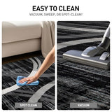 Rugshop Wavy Circles Modern Fade-Resistant Runner Rug Black 2' x 10'