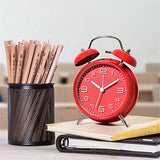 TXY Classical Twin Bell Alarm Clock for Bedroom with Stereoscopic Dial, Frosted Shell, Backlight, Extra Loud Machinical Ringtone, Battery Operated Loud Alarm Clock for Home Office (Red)
