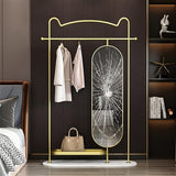 Decorative Rotating Full-Length Mirror Coat Rack Floor-Standing Combination Multi-Functional Dressing Fitting Hanging Clothes Storage for Living Room(Gold,95cm)