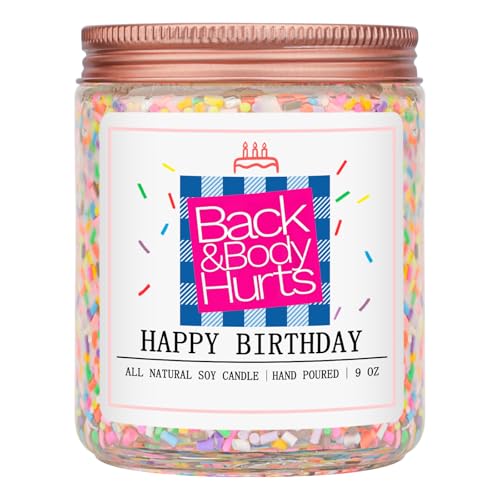 Homsolver Birthday Candles Gift for Her and Him, Birthday Gifts for Women Men, Unique Best Friend Gift Ideas -Back & Body Hurts Happy Birthday Candle