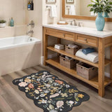 Bathroom Rugs 30x20 Bath Mat: Boho Washable Low-Pile Thin Door Mat Black
