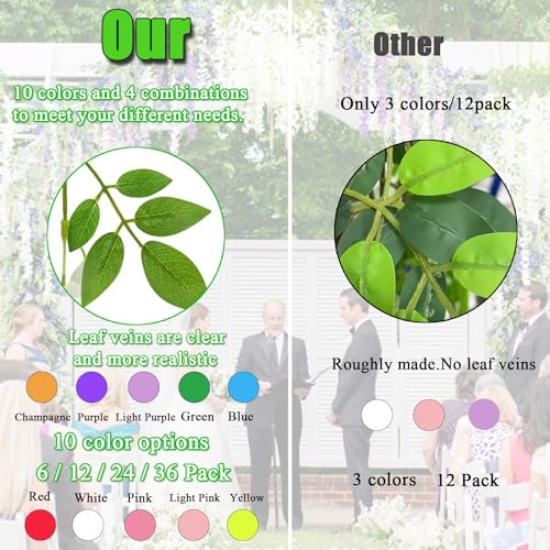 Artificial Wisteria Hanging Flowers Fake Wisteria Flower Garland Silk Vines Rattan Decor for Home Wedding Arch Wall Garden Greenery Bedroom Outdoor Office Party Decoration (12, White)