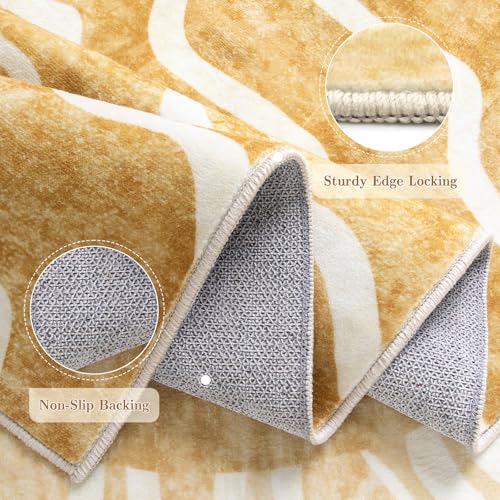 Wonnitar Sun 5x7 Area Rug, Boho Ombre Yellow Bedroom Rug Machine Washable Carpet, Ultra Thin Soft Non Slip Mid Century Nursery Carpet for Kids Room Living Room Playroom Classroom Decor