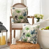 AVOIN colorlife Chinoiserie Poppy Flowers Pillow Covers 18x18 Inch Set of 2