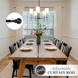 Kenney Chelsea Ball End Window Curtain Rod - Adjustable for Windows 48 to 86 Inches, Extendable Set, Black