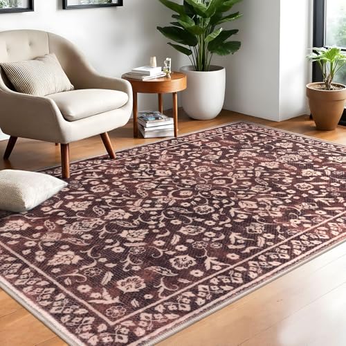 Vintage Washable Rugs for Entryway 4x6 Area Rug Non Slip Door Mat