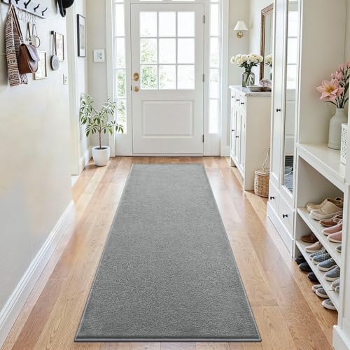 ISEAU 2x6 Soft Runner Rug for Hallway, Washable and Non-Slip, Grey