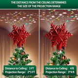 Christmas Tree Topper Lighted with 6 Projected Patterns -Snowflake Tree Topper Magic Rotating Lights -3D Glitter Dynamic Projector Xmas Tree Topper for Festive Party Decorations (Red)