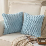 MANDIOO Pack of 2 Light Blue Super Soft Plush Fluffy Decorative Throw Pillow Covers 18x18 inch Faux Fur Wool Velvet Cushion Covers Pillow Cases Couch Sofa Bed Living Room