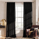 NICETOWN Black Velvet Curtains 84 inch Long 2 Panels, Rod Pocket & Back Tab Heavyweight Luxury Blackout Window Treatments Sliding Glass Door Winter Drapes for Bedroom, W52 x L84
