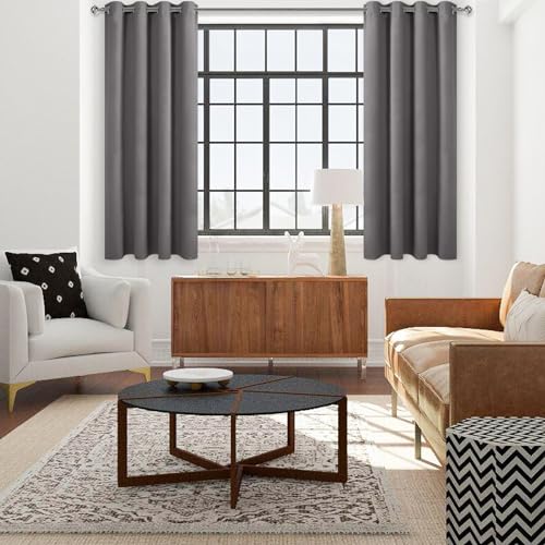 DWCN Blackout Curtains for Bedroom, Grey Curtains 63 Inch Length 2 Panels, Thermal Light Blocking Drapes for Living Room, Solid Grommet Window Treatments, W42 x L63 Inch