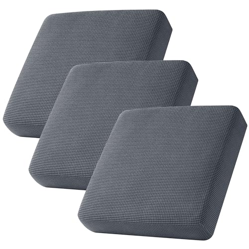 CHUN YI 3Piece Stretch Couch Cushion Covers, Sofa Seat Slipcovers for Pets, Suitable for Armchair Loveseat Sofa with Spandex Jacquard Washable Fabric(3Piece,Grey)