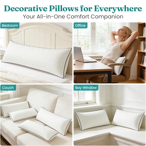 Oubonun 16x24 Pillow Inserts Set of 2 - Rectangle Decorative Throw Pillows for Sofa Couch Bed Living Room Beige 100% Polyester Filling 16 x 24 Inch Lumbar Pillows