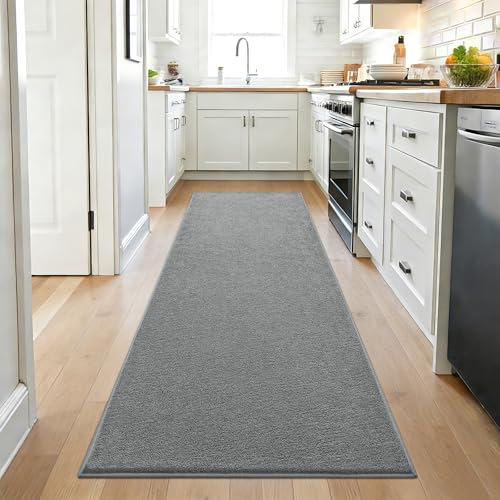 ISEAU 2x6 Soft Runner Rug for Hallway, Washable and Non-Slip, Grey
