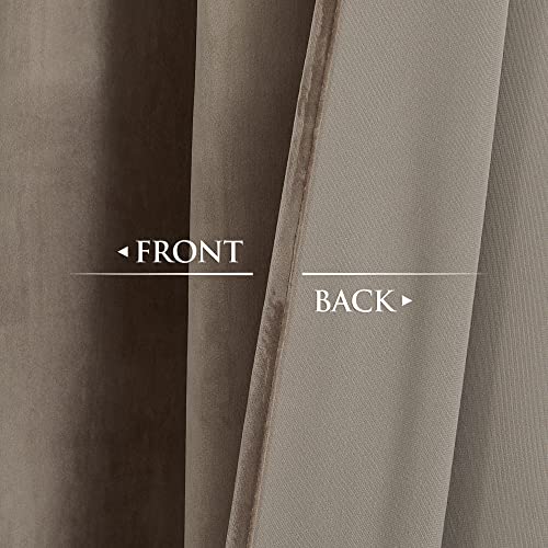 StangH Taupe Velvet Curtains 96 inches Long, Luxury Back Tab Thermal Insulated Room Darkening Window Drapes for Sliding Glass Door/Bedroom, W52 x L96, 2 Panels