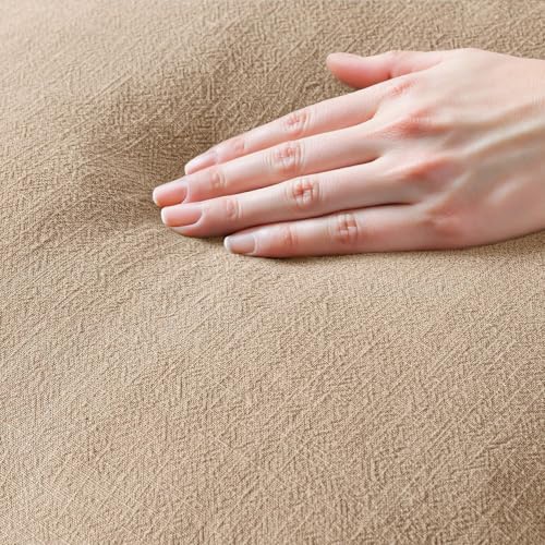 MIULEE Boho Linen Fringe Decorative Euro Throw Pillow Covers Camel 26x26