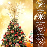 13.7 Inch Gold Christmas Tree Topper - 3D Burst Gold Tree Topper, Exploding Star Christmas Tree New Year Holiday Tree Decoration