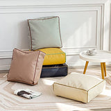 MOCOFO Home Decor 3D Woven Pattern Leather Sofa Stool PVC Modern Minimalist Square Plastic Leather Ottoman Pouf (Navy Blue,45x45x15cm)