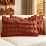 MIULEE Fall Lumbar Corduroy Decorative Throw Pillow Covers 12x20 Rust