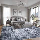 5x7 Area Rug Living Room Rug: Washable Modern Abstract Soft Thin Rug Indoor Floor No Slip Stain Resistant Carpet for Bedroom Dining Room Farmhouse Nursery Home Office - Black