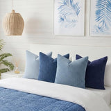 Decorative Corduroy Throw Pillow Covers 20x20 Inch Blue Ocean