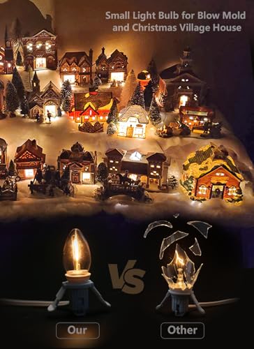 Set of 4 Accessory Cord with One Led Light Bulb 6Ft Blow Mold Light IndoorString Lights, C7 Lamp with Spare Fuse for Halloween and Christmas Decorations, Craft Village House Decoration