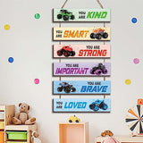 6 Pcs Racing Car Decor Kids Room Decor, Racing Car Inspirational Positive Quotes Wall Art Decor Hanging Sign for Teens Bedroom, Works of Art Made of Wood, Works of Art of Wood, Placards of Woods